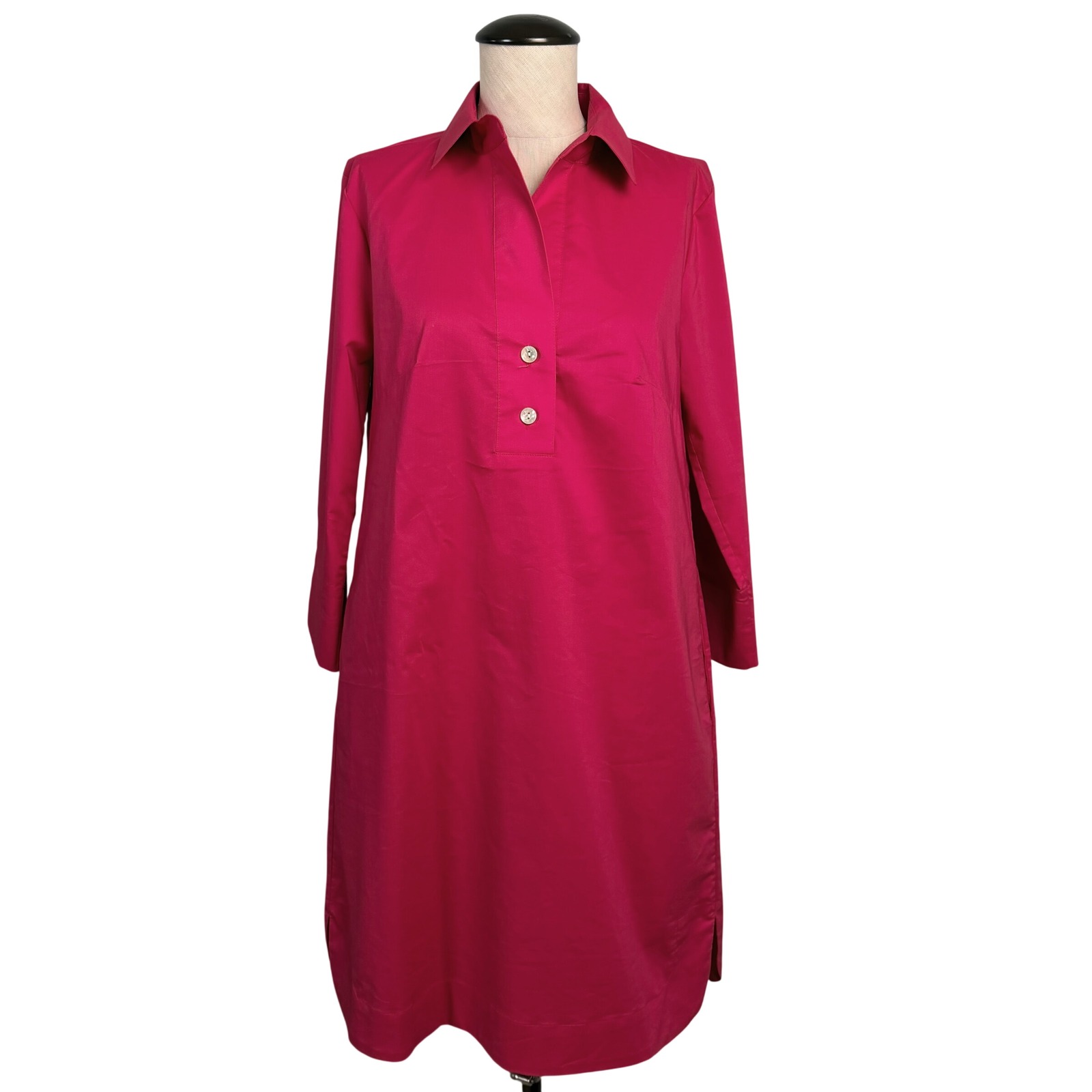 Hinson Wu Aileen Dress Fuchsia Pink Button Front Collared Shirt Dress Xs